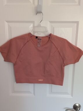 Bo+Tee Orange Seamless Crop Top - L